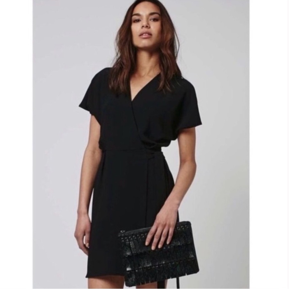 Topshop Black Mini Wrap Dress